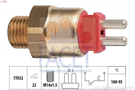 Датчик включения вентилятора MB W201 / W220 / W124 / Vario 2.0-6.0 82-13 FACET 7.5169