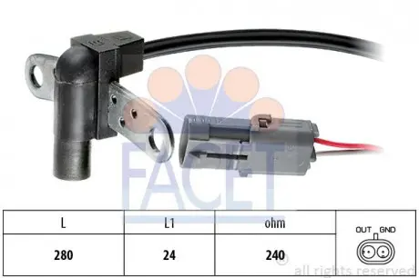 Датчик коленвала Renault 19 LAGUNA, MEGANE 1.2-2.0 88- FACET 9.0023
