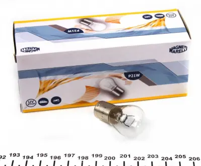 Лампа розжарювання P21W 12V 21W BA15d MAGNETI MARELLI 008506100000 (фото 1)