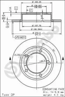 Тормозной диск пер. LADANIVA BREMBO 08.3939.10
