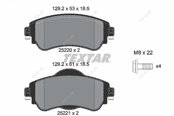 Гальмівні колодки дискові TEXTAR 2522001 (фото 1)