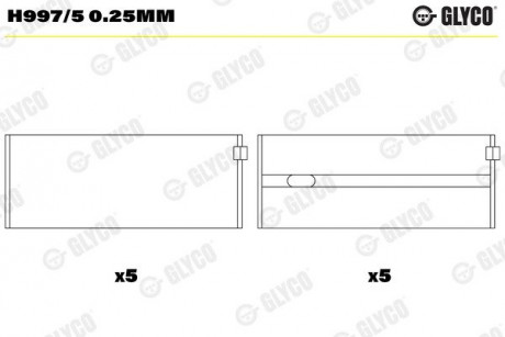 Вкладыши коренные MB Sprinter Glyco H997/5 0.25MM