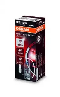 Автолампа Night Breaker Unlimited H3 PK22s 55 W прозрачно-голубая OSRAM 64151NBU (фото 1)
