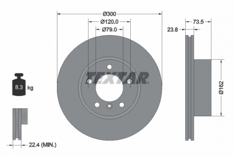 Тормозной диск PRO + TEXTAR 92137705 (фото 1)
