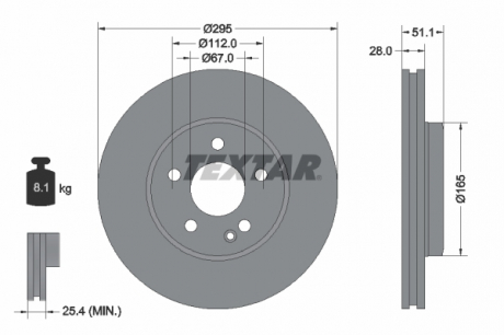 Тормозной диск PRO TEXTAR 92254803 (фото 1)