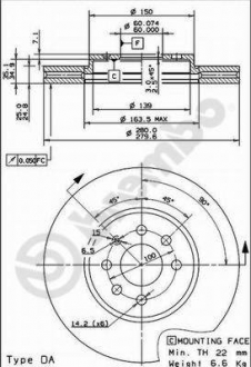 Тормозной диск BREMBO 09.9159.10 (фото 1)