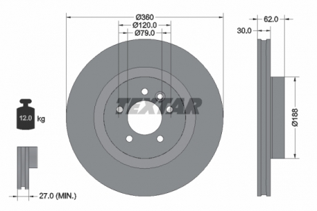 Тормозной диск TEXTAR 92162000 (фото 1)