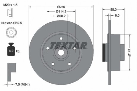 Тормозной диск TEXTAR 92196003
