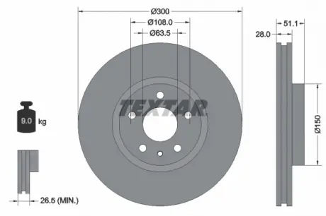 Тормозной диск TEXTAR 92268603 (фото 1)