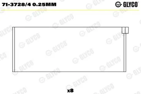 Шатунний підшипник Glyco 71-3728/4 0.25MM