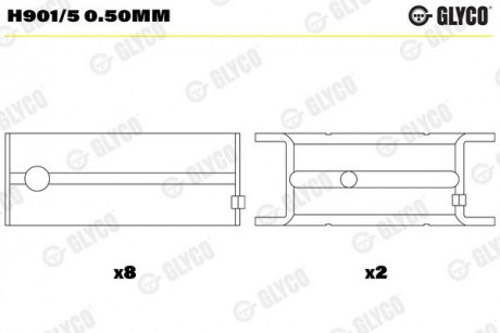 Вкладыши коренные Glyco H901/5 0.50MM