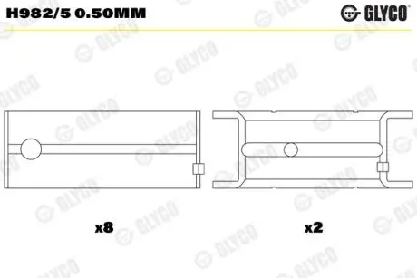 Вкладиші корінні Glyco H982/5 0.50MM