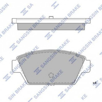 Колодка тормозная зад. MITSUBISHI LANCER / MIRAGE 87-89GALANT / ETC 87-ECLIPSE 89-REAR диск Hi-Q (SANGSIN) SP1514 (фото 1)