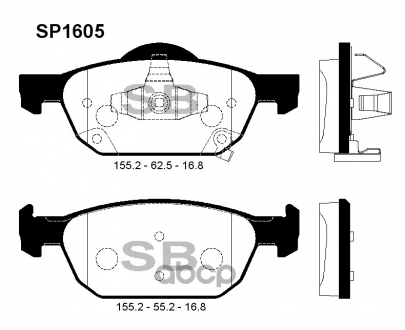 Тормозные колодки дисковые передние Hi-Q (SANGSIN) SP1605 (фото 1)