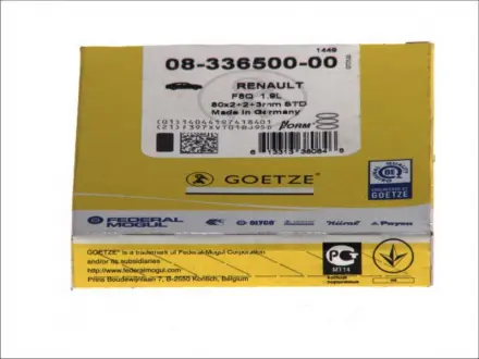 Кільця поршневі RENAULT 80.0 (2/2/3) F8Q GOETZE 08-336500-00