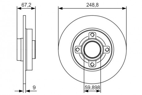 Тормозной диск CITROEN / PEUGEOT C4 / 307 "R" 04 >> PR2 BOSCH 0986479S42