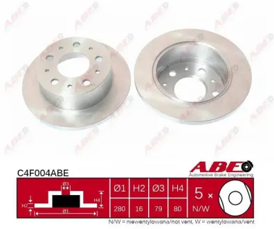 Тормозной диск зад. Ducato / Boxer 06- (1.6 / 1.8t / диск R16) ABE C4F004ABE