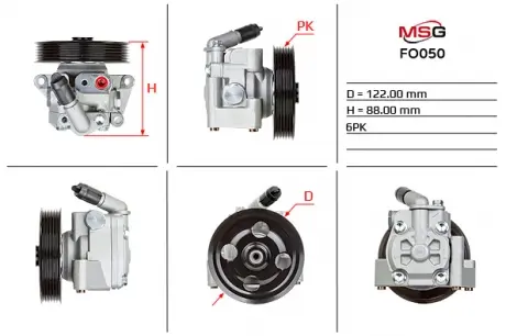 Насос ГУР новий FORD GALAXY 06-, MONDEO IV 07-, S-MAX 06-; VOLVO S80 II (AS) 08-, V70 III (BW) 07- MSG FO050 (фото 1)