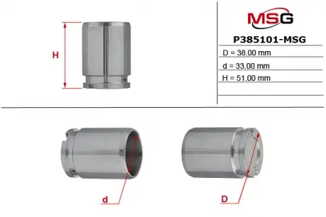 Поршень суппорта ALFA ROMEO 145 (930) 98-01; AUDI 100 (44, 44Q, C3) 82-91; BMW 5 (E34) 91-95 MSG P385101-MSG