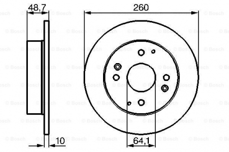 Тормозной диск задний HONDA Accord; ROVER 620/623 93- (260 * 10) BOSCH 0986478172