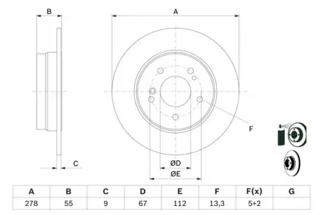 Гальмівний диск задній DB W124 / 202/203/210 BOSCH 0986478325