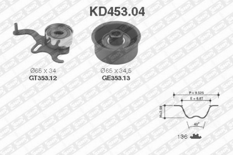 Рем. Комплект ГРМ: ремень + ролики SNR NTN KD453.04