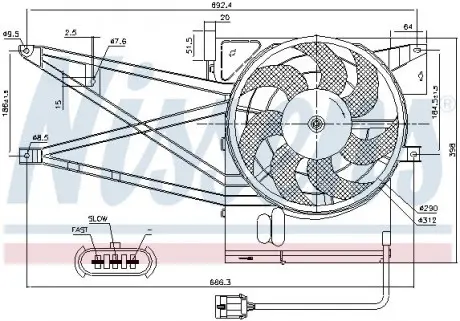 Вентилятор радиатора OPEL VECTRA B (95-) 1.6-2.0 NISSENS 85017