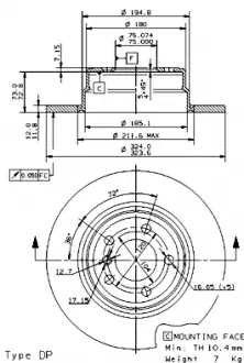 Тормозной диск BREMBO 08.7019.81 (фото 1)