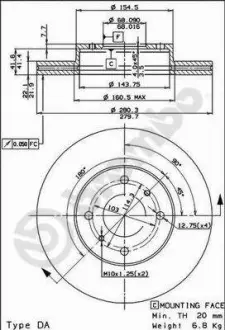 Тормозной диск BREMBO 09.5254.20