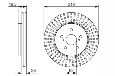 Тормозной диск LEXUS RX 300/450/350 F \ '\' 03 >> BOSCH 0986479722