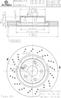 Тормозной диск BREMBO 09.9825.11