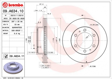 Тормозной диск BREMBO 09.A634.10 (фото 1)