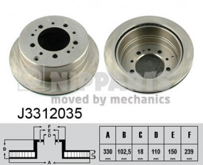 Диск гальмівний Toyota LC 100; Lexus LX 470 NIPPARTS J3312035