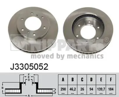 Диск тормозной Mitsubishi PAJERO NIPPARTS J3305052 (фото 1)