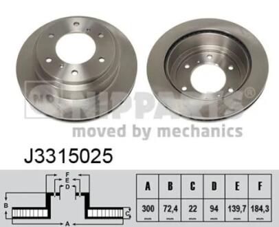 Диск тормозной Mitsubishi PAJERO NIPPARTS J3315025