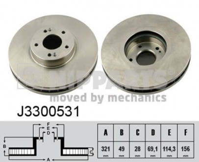 Диск тормозной Hyundai SANTA FE (I, II); ix55; KIA SORENTO 09-; NIPPARTS J3300531