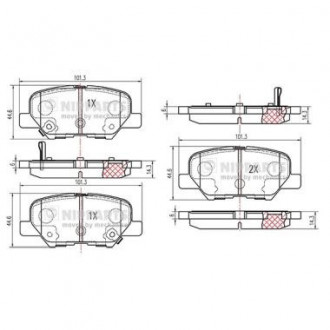 Колодки тормозные диск. Mazda 6 (GJ, GL) Mitsubishi ASX 10-; OUTLANDER 12- NIPPARTS N3615017