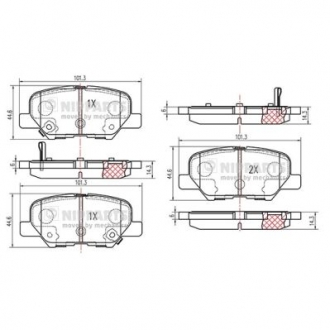 Колодки тормозные диск. Mazda 6 (GJ, GL) Mitsubishi ASX 10-; OUTLANDER 12- NIPPARTS N3615017