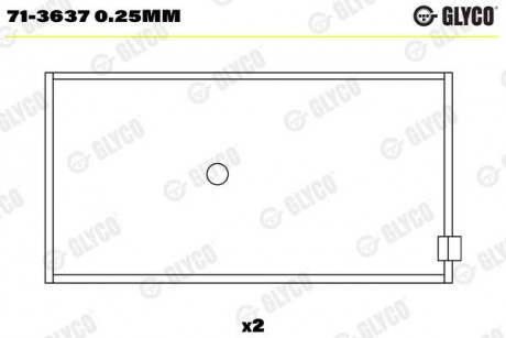 Вкладыши шатунные 0.25MM PL (ПАРА) MAN D25../ D28../ MB OM447 / H = 36.2 SPUTTER Glyco 71-3637 0.25MM