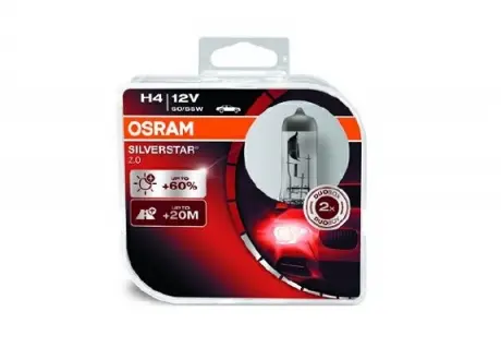 Лампа ФАРН H4 12V 60 / 55W P43t Silverstar (+ 50%) Hard DuoPET (2 шт.) OSRAM 64193SV2HCB (фото 1)