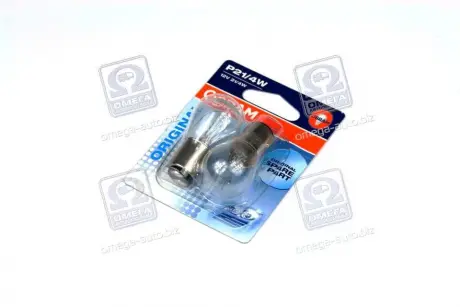 Лампа допоміжні. освітлення Р21 / 4W 12V 21 / 4W ВАZ15d (2 шт) blister OSRAM 7225-02B (фото 1)