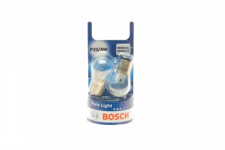 Автолампа Pure Light P21/4W BAZ15d 4 W 21 W прозрачная BOSCH 1987301015