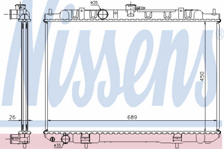 Радиатор охлаждения NISSAN X-TRAIL (T30) (01-) 2.0 / 2.5i NISSENS 68705A (фото 1)