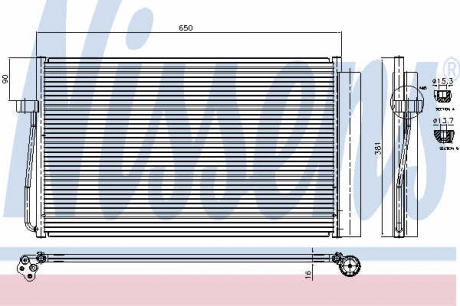 Радиатор кондиционера BMW 5 E60-E61 / BMW7 E65-E66-E67-E68 NISSENS 94747 (фото 1)