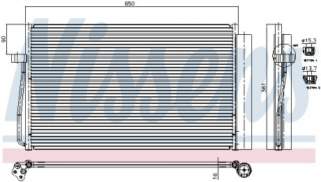 Радиатор кондиционера BMW 5 E60-E61 / BMW7 E65-E66-E67-E68 NISSENS 94747