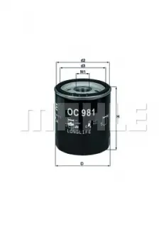 Фільтр масляний двигуна SAAB 9000 2.0-2.3 84-98 (KNECHT-MAHLE) MAHLE KNECHT OC981