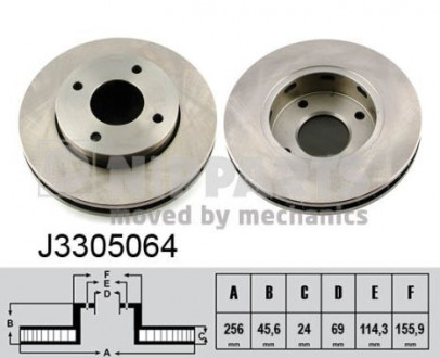 Диск гальмівний Mitsubishi COLT 04-; Smart FORFOUR 04- NIPPARTS J3305064