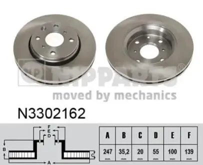 Диск тормозной Toyota AYGO; Citroen C1; Peugeot 107 NIPPARTS N3302162