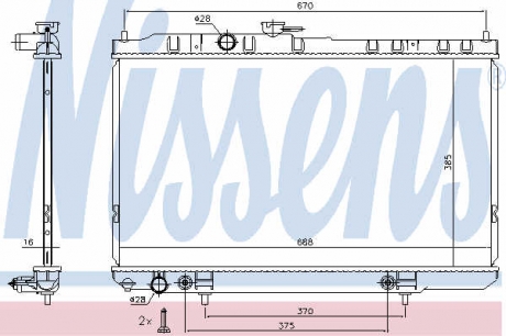 Радиатор охлаждение NISSAN ALMERA CLASSIC (N16) AT NISSENS 68736 (фото 1)