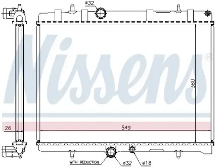 Радиатор охлаждения PEUGEOT 407 / CITROEN C5 2.0 AT NISSENS 63607A